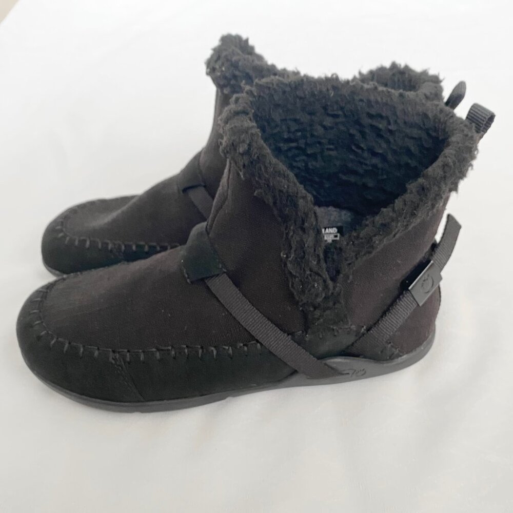 Xero Shoes Women's Ashland Black Ankle Boots Canvas Faux Fur Size 7.5 Booties